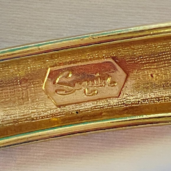 Sequin Bangle Bracelet Blue Abstract Cloisonne Enamel Hinged - Picture 7 of 7